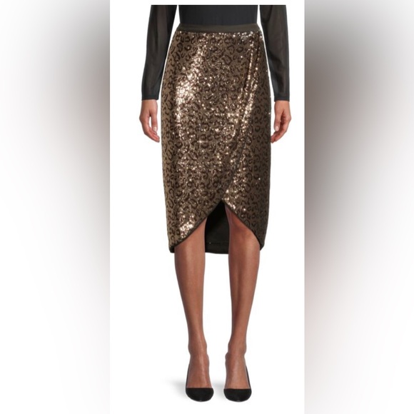 Elie Tahari Sequin Embellished Cheetah Print Skirt - Picture 5 of 5